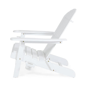Zenithia Outdoor Foldable Adirondack Chair with 2 Cup Holders - White