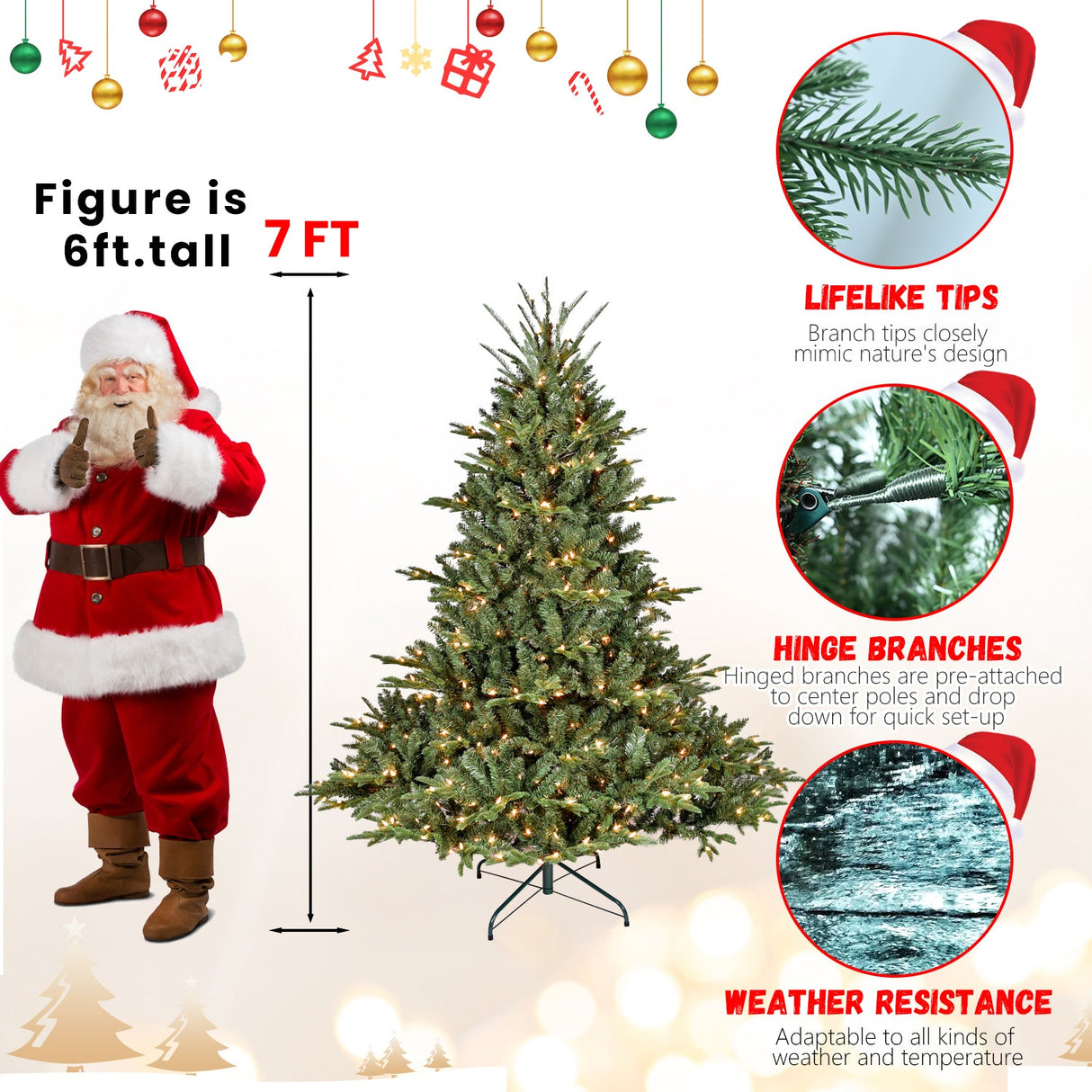 6FT Full-Shape Christmas Tree with 500 UL Lights