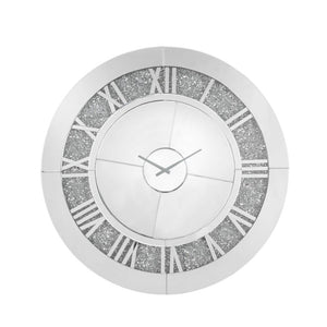 Noralie - 39" Wall Clock - Mirrored & Faux Diamonds