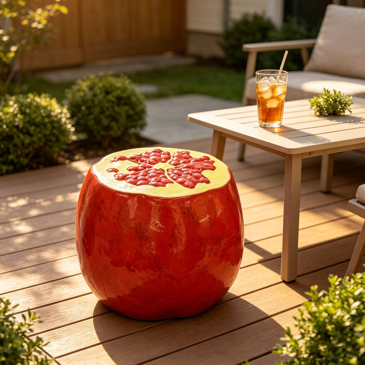 Pomegranate Fruit Stool – 13.4" Oversized Resin Stool