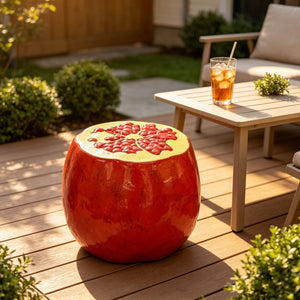 Pomegranate Fruit Stool – 13.4" Oversized Resin Stool