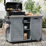 K&K 78.3' Outdoor Kitchen Island with Foldable Grill Table