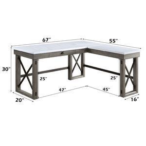 Talmar - Marble Top Weathered Writing Desk With Lift Top