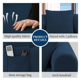 Spring Sofa with High-Quality Fabric, Pillows & Storage - Blue