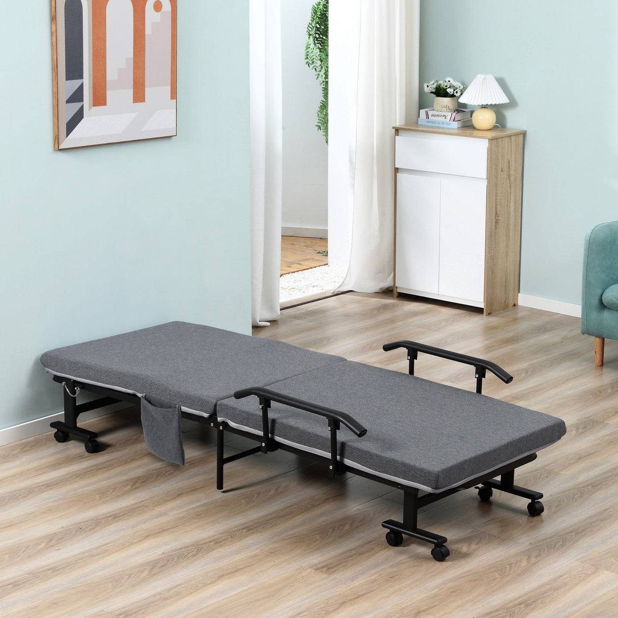 Rollaway folding bed with mattress & adjustable backrest
