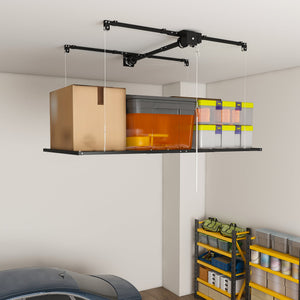 Black Overhead Garage Storage Rack 3x6 FT for High Ceilings