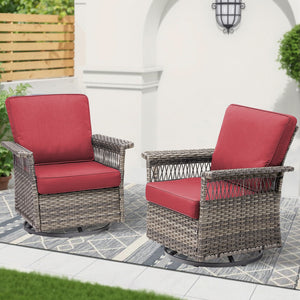 2 Piece Swivel Rocker Patio Chairs Set with Thick Cushions