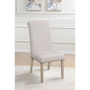 Upholstered Dining Chair With Rolled Edge Seat Back (Set of 2) - Beige