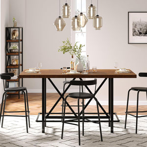 Counter Height Dining Rectangular Kitchen Table For 6 - Brown / Black