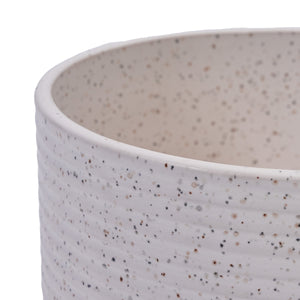 2 Pieces Ceramic Flowerpot, Modern Planter for Patio, Garden or Windowsills - Milk White