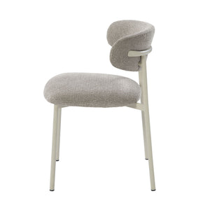 Light Gray Side Chair Set of 2 with Upholstered Seat and Metal Frame