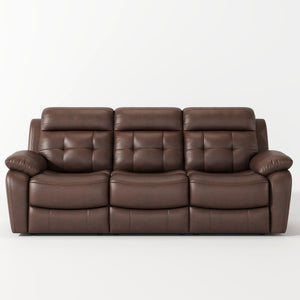 Genuine Non Power Reclining Sofa With Drop Down Table, Stainless Steel Cupholders And Magazine Bag