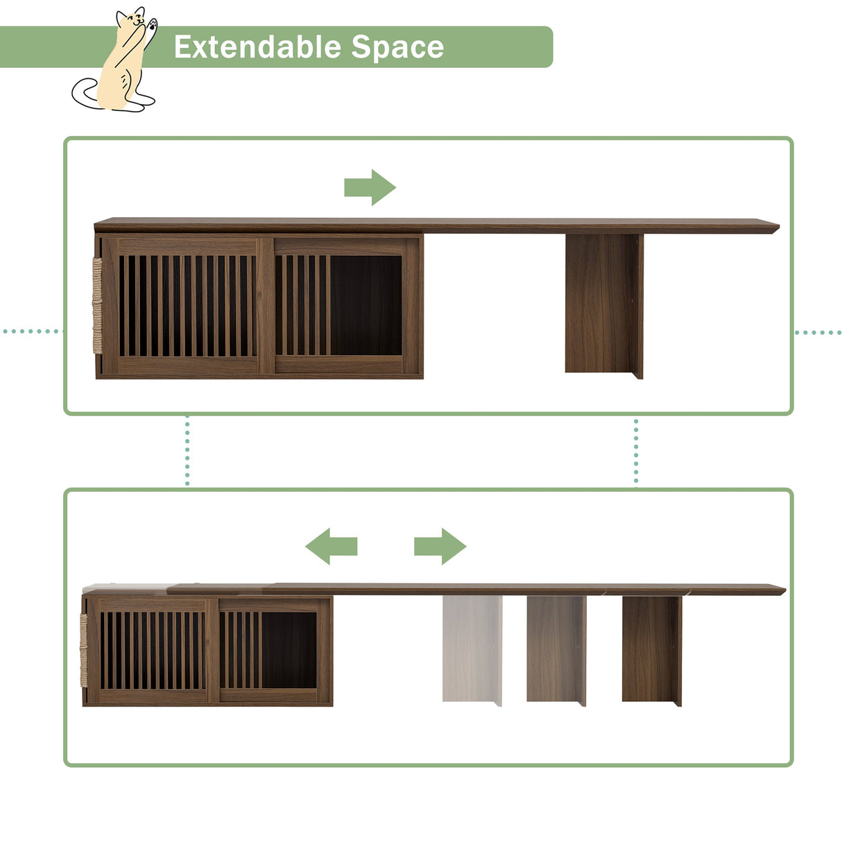 Mid-Century Modern 2-in-1 Extendable Walnut TV Stand