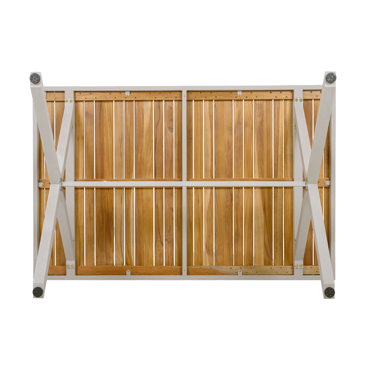 Teak Wood Top Outdoor Table with Steel Frame