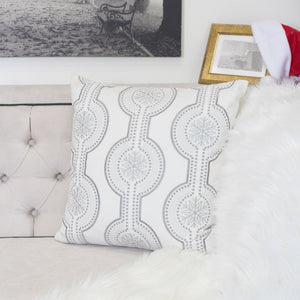 Holiday Throw Pillow With Snowflake Embroidery