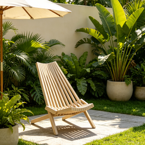 Folding Acacia Wood Outdoor Lounge Chair