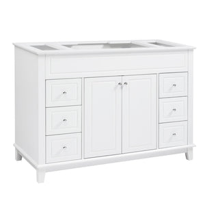 Bathroom Vanity Cabinet Only, 6 Soft Close Drawers & Double Doors With 2 Tier Shelves - White