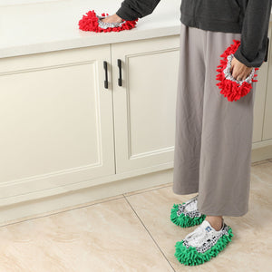 Microfiber Mop Slippers For Floor Cleaning, Machine Washable, 3 Pieces - Blue / Green / Red
