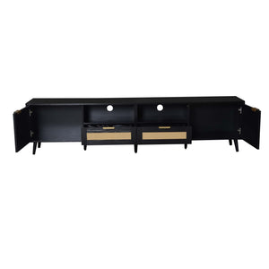 TV Stand Media Console with Cable Management - Light Brown or Black