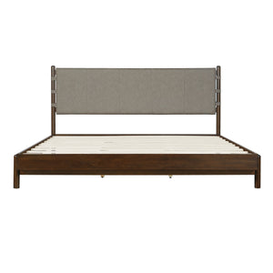 Premium Rubber Wood Platform Bed Frame, King Size with Headboard