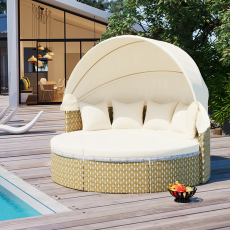 Luxurious All-Weather Rattan Outdoor Sectional Seating Group