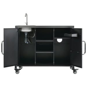 K&K 55.5" Outdoor Kitchen Island with Sink