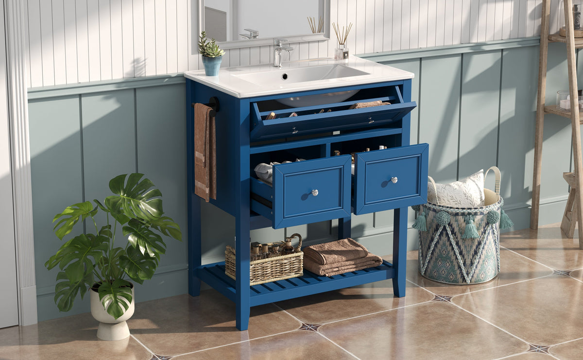 30" Navy Blue Bathroom Vanity