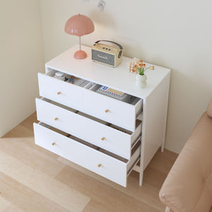 4 Drawer Kids Dresser With Antique Brass Pulls - White