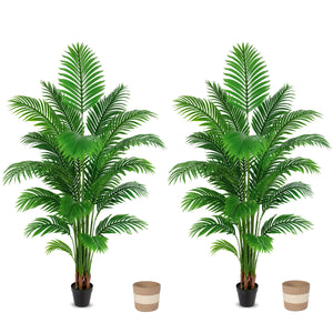 Artificial Palm Tree 6ft - Large Fake Tropical Tree (2 Pack)