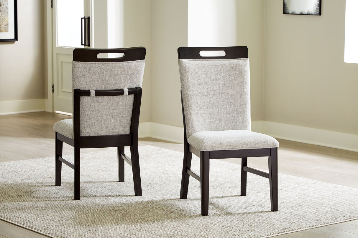 Neymorton - 7 Pc. - Rectangular Extension Table, 6 Side Chairs - Dark Grayish Brown