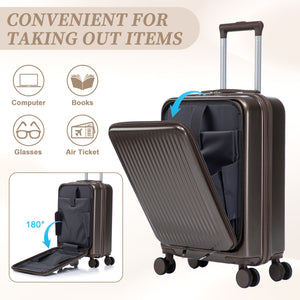 14' & 20' ABS Spinner Wheel Luggage Set with Cosmetic Case