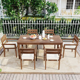 7 Pieces Acacia Wood Outdoor Dining Set with Cushions