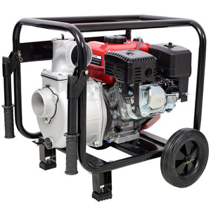 Gas Engine Powered Water Pump 3" Inlet & Outlet 7Hp 212Cc Epa Certified With Wheels And Handle - Black / Red