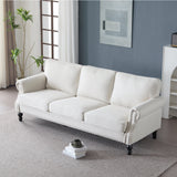 83 Inch Faux Leather Rolled Arm Sofa with Nailhead Trim