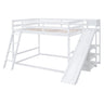 Bunk Bed With Ladder, Slide, And Shelves Pine Wood