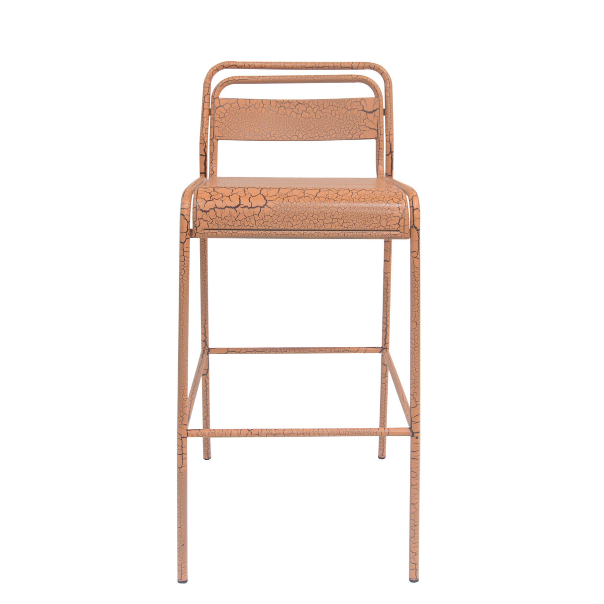 Carmella Outdoor BarStool Set of 2 Iron Slat Design Orange Matte Finish