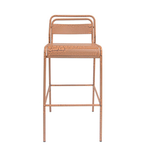 Carmella Outdoor BarStool Set of 2 Iron Slat Design Orange Matte Finish