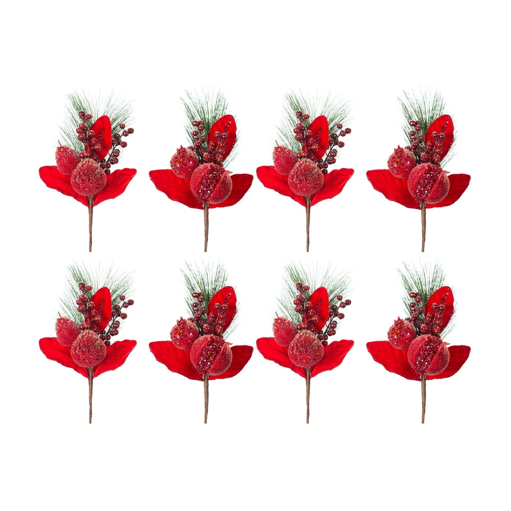 Beaded-Pomegranate-and-Pear-Pine-Pick-(Set-of-8)-Christmas-Decor