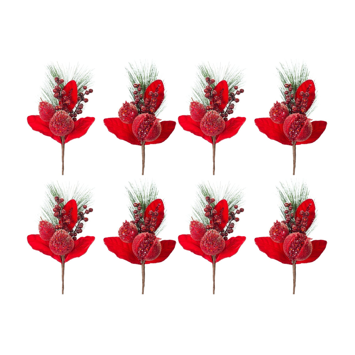 Beaded-Pomegranate-and-Pear-Pine-Pick-(Set-of-8)-Christmas-Decor