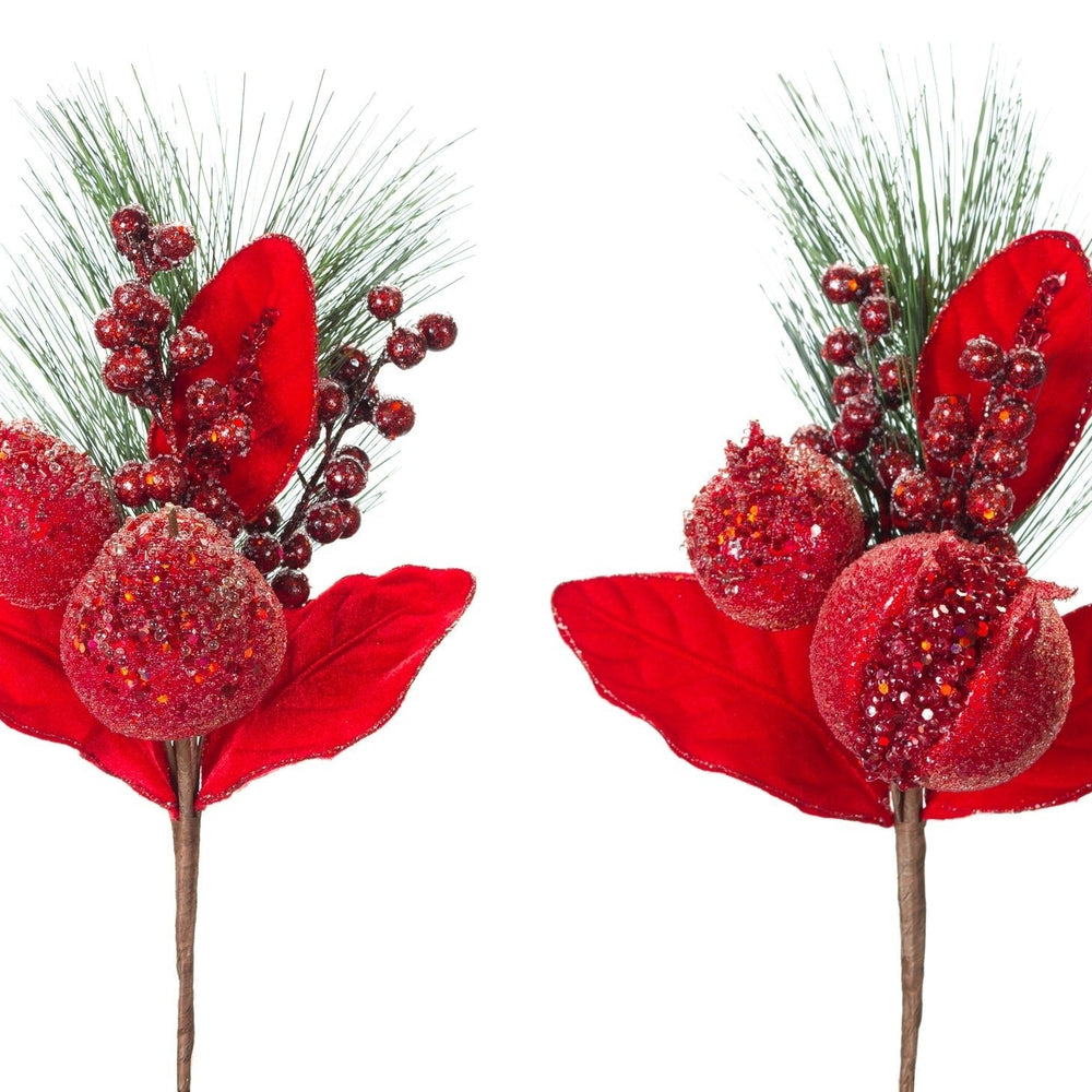 Beaded Pomegranate and Pear Pine Pick (Set of 8) - Tuesday Morning - Decorative Objects
