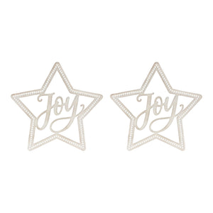Beaded Wood Star with Joy Sentiment (Set of 2) - Tuesday Morning - Decorative Objects
