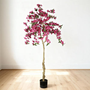 Artificial Bougainvillea Tree - Dark Pink with Green Leaves