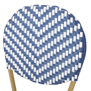 Outdoor Rattan And Aluminum French Armless Bistro Chairs Set - Navy Blue