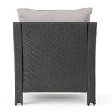 Outdoor Wicker Club Chairs Set of 2 with Water-Resistant Cushions