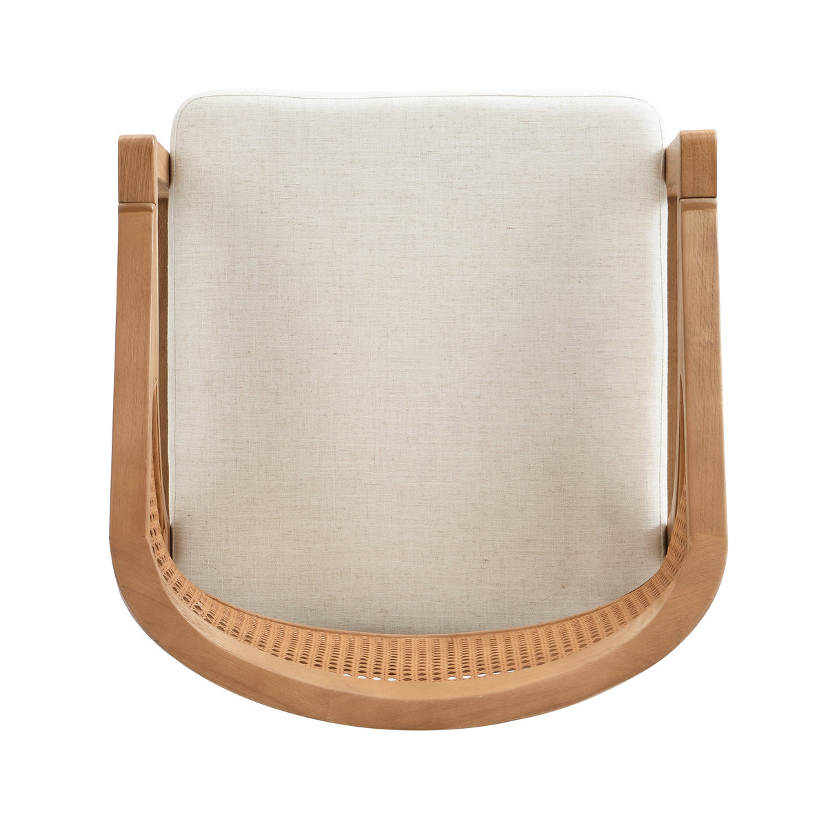 Wooden Frame Dining Chair with Rattan Back, Set of 2