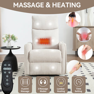 Heat Massage Manual Recliner Chair with Rocker and Swivel