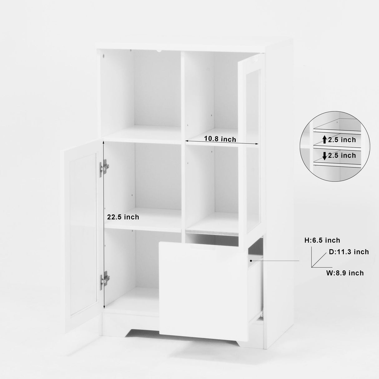 Modern Cabinet With Glass Doors And Drawer