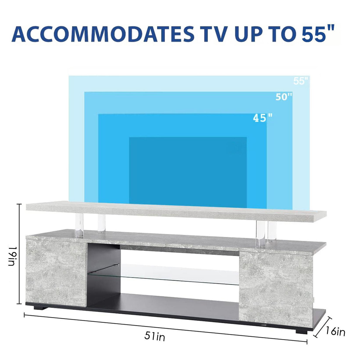 TV Stant With LED And Large Side Cabinet
