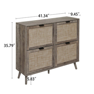 4 Door Shoe Rack, Freestanding Modern Shoe Storage Cabinet