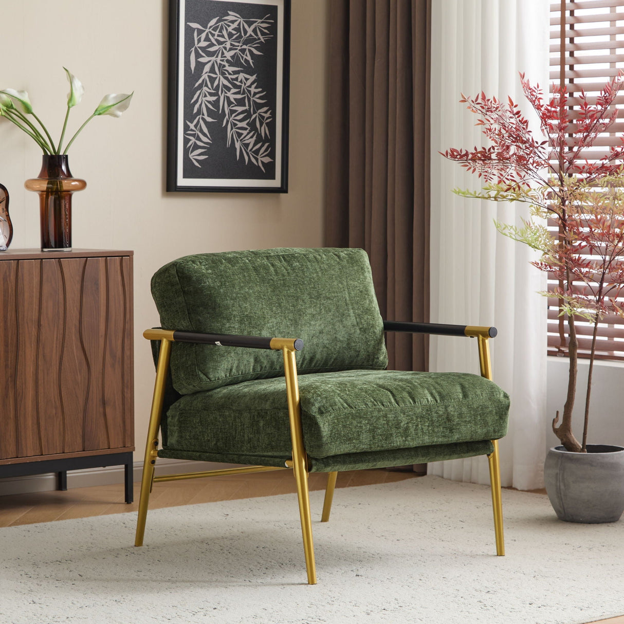 Modern Accent Chair With Cushions, Cozy Seating